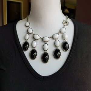 Black & White Statement Bib Fashion Necklace